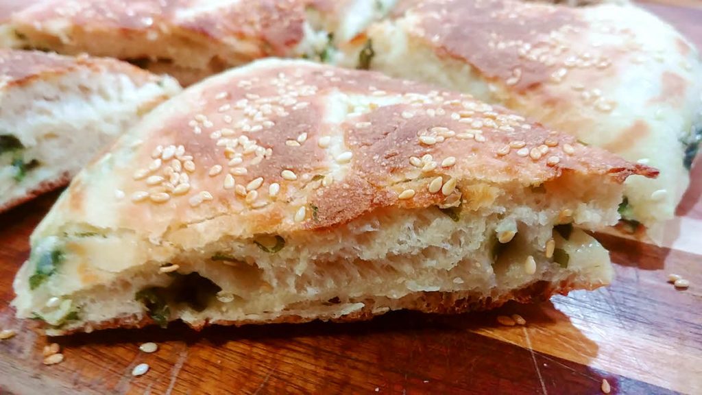 Chinese Bread with Sesame Seeds & Scallions - EZPZ Cooking